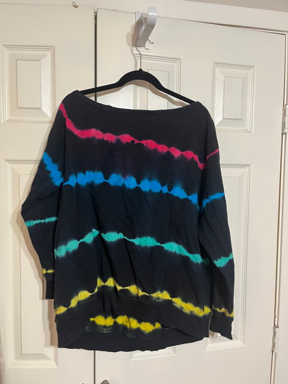 Torrid Off Shoulder Tie Dye Striped Sweatshirt - Picture 2 of 5